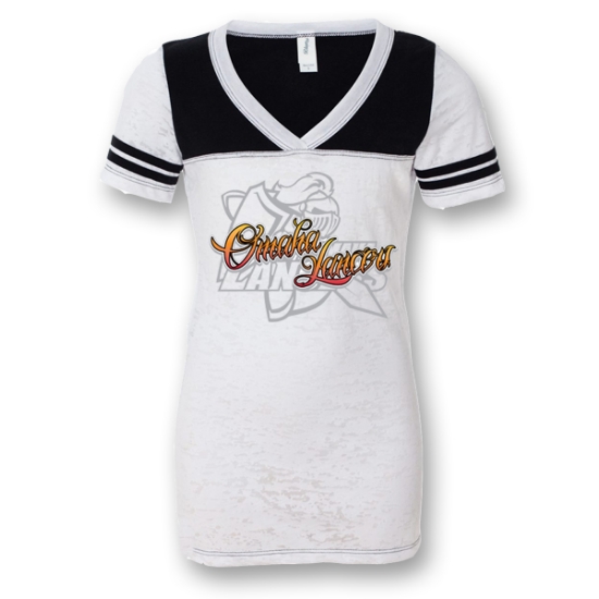Picture of Omaha Lancers Ladies Flame Text Jersey T-Shirt