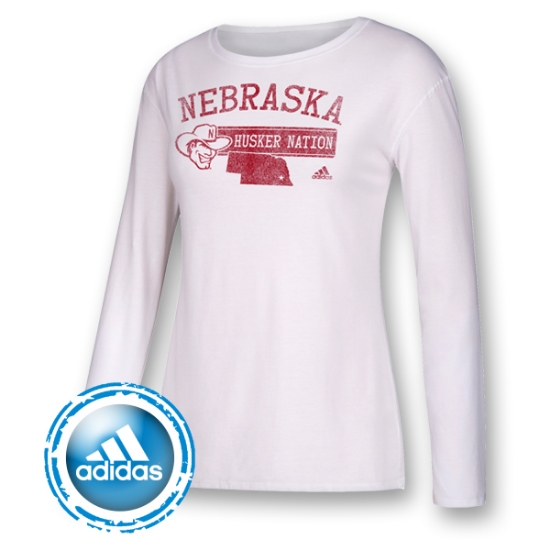 Picture of Nebraska Adidas® Slogan L/S Tee | Ladies