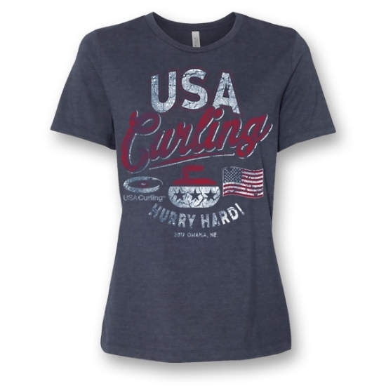 Picture of USA Curling Hurry Hard Relaxed T-Shirt | Ladies