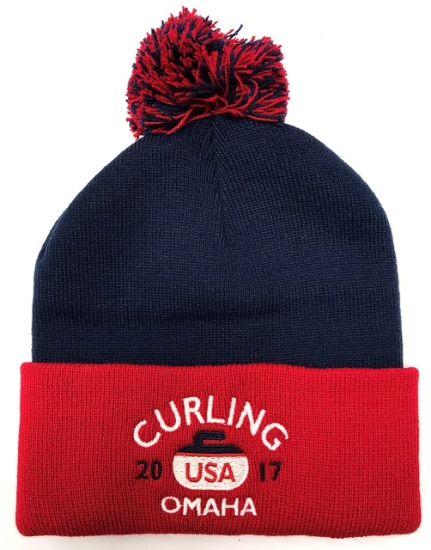 Picture of USA Curling Pom Knit Beanie