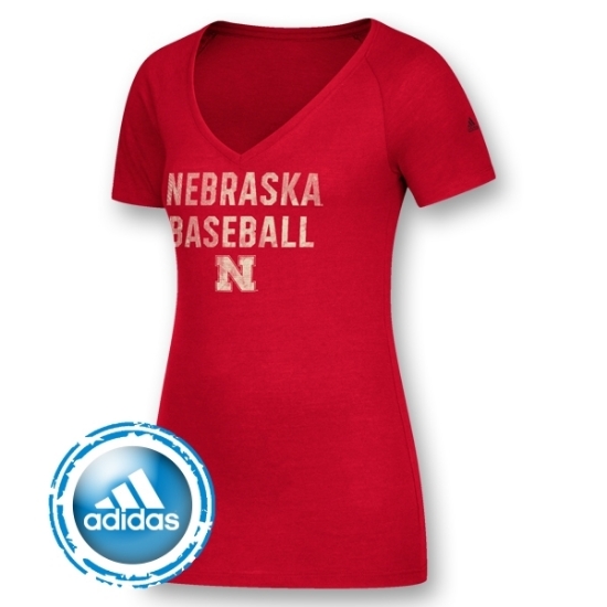 Picture of Nebraska Adidas® Ladies Baseball Stack Block Triblend Short Sleeve Shirt