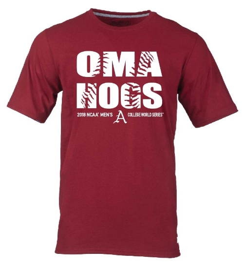 Picture of Arkansas Razorbacks 2018 CWS Omahogs Baseball Laces Short Sleeve Shirt