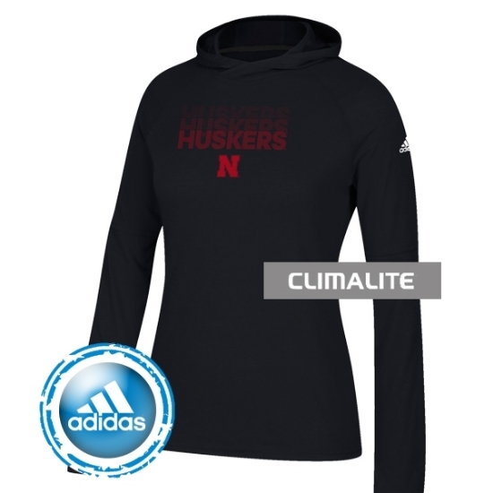 Picture of Nebraska Adidas® Ladies Repeat Stack Ultimate Long Sleeve Hood