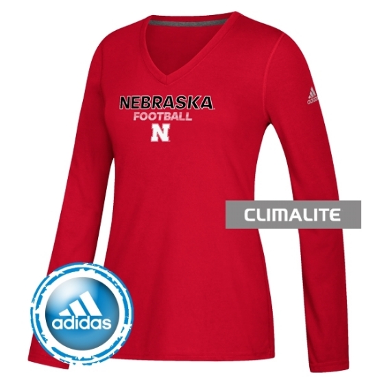 Picture of Nebraska Adidas® Ladies Football Sideline Rush Ultimate Long Sleeve Shirt