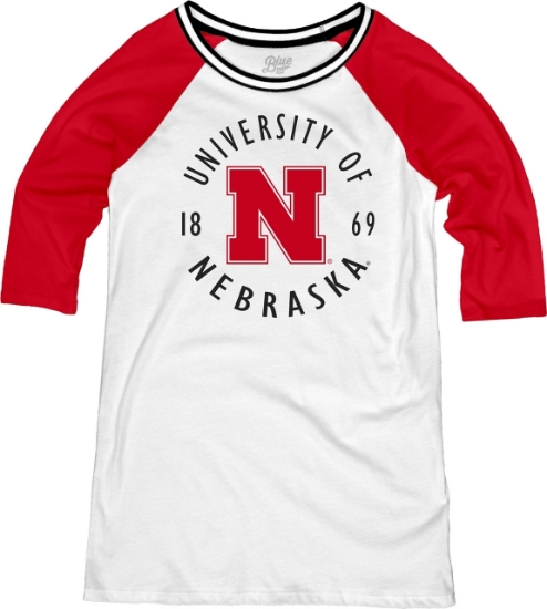 Picture of Nebraska Blue 84® Ladies Avery Raglan Varsity Tunic