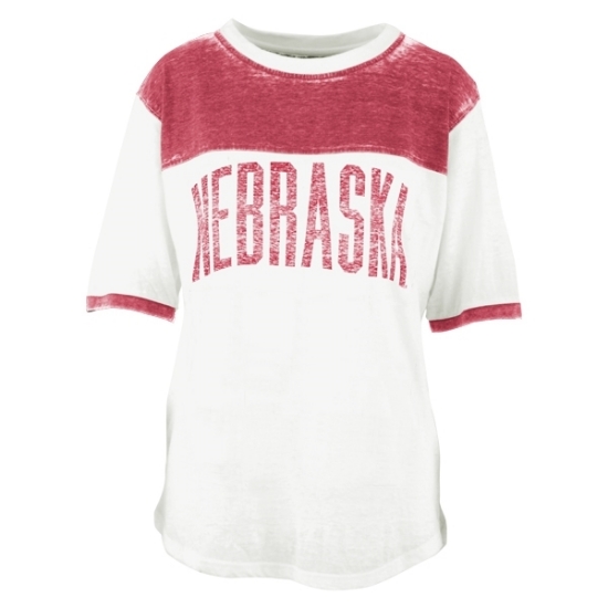 Picture of Nebraska Pressbox® Ladies Southbell Short Sleeve Pieced Crew Neck Tee