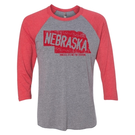 Picture of Nebraska Not For Everyone Three-Quarter Sleeve Raglan Tee