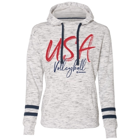 Picture of USA Volleyball Ladies Melange Fleece Hooded Pullover [USA-VB-034]