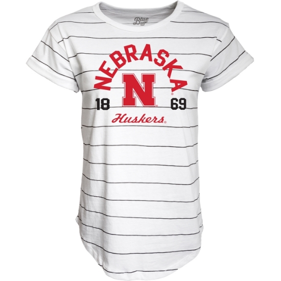 Picture of Nebraska Blue 84® Ladies Nora Striped Tee