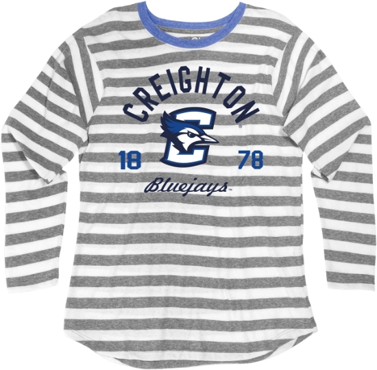 Picture of Creighton Blue 84® Ladies Nadine Long Sleeve Stripe Tee