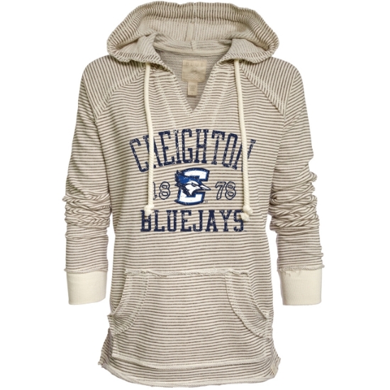 Picture of Creighton Blue 84® Ladies Striped French Terry V-Neck Hoodie