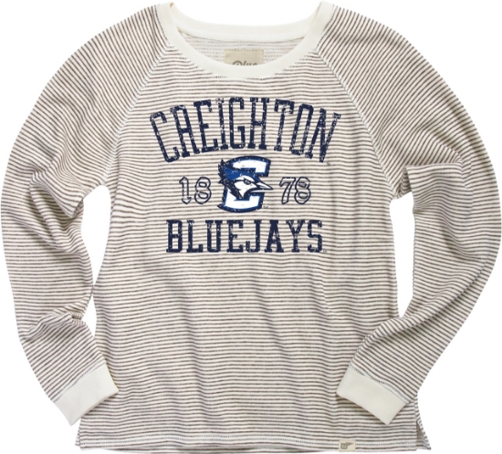 Picture of Creighton Blue 84® Ladies Striped French Terry Crew
