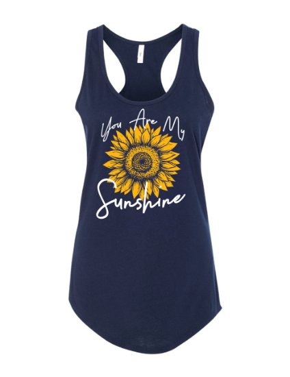 Picture of You Are My Sunshine Ladies Gathered Back Racerback Tank