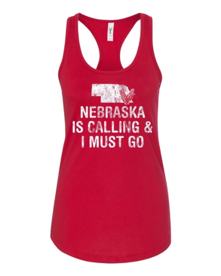 Picture of Nebraska Is Calling & I Must Go Racerback Tank