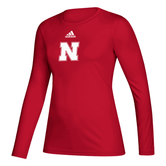 Picture of Nebraska Adidas® Ladies Locker Side by Side Creator Long Sleeve Shirt