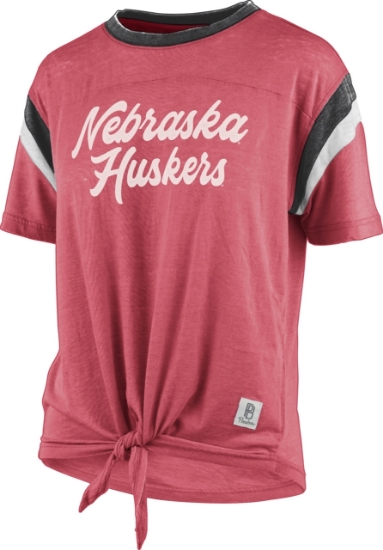 Picture of Nebraska Pressbox®  Ladies Juniper Front Tie Short Sleeve Shirt