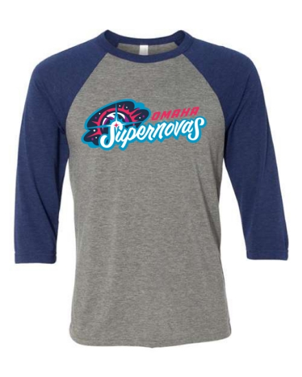 Picture of Supernovas Three-Quarter Sleeve Baseball Tee - grey/navy