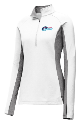 Picture of Supernovas Ladies Stretch Contrast 1/4-Zip Pullover- white/grey
