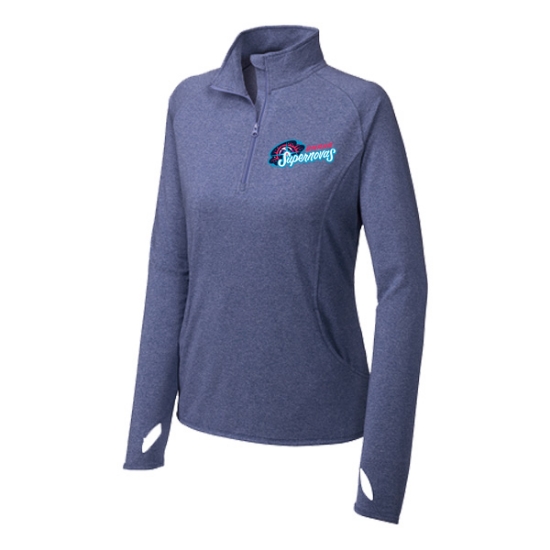 Picture of Supernovas Ladies Stretch 1/4-Zip Pullover- navy heather