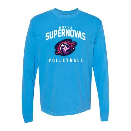 Picture of Supernovas Unisex Garment-Dyed Heavyweight Long Sleeve Shirt - Royal Caribbean (SN-003)